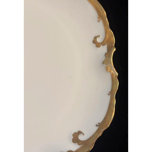 Antique Old Abbey Limoges France Plate Heavy Gold Gilt Rococo Scroll Rim – 1900s - Picture 3 of 5